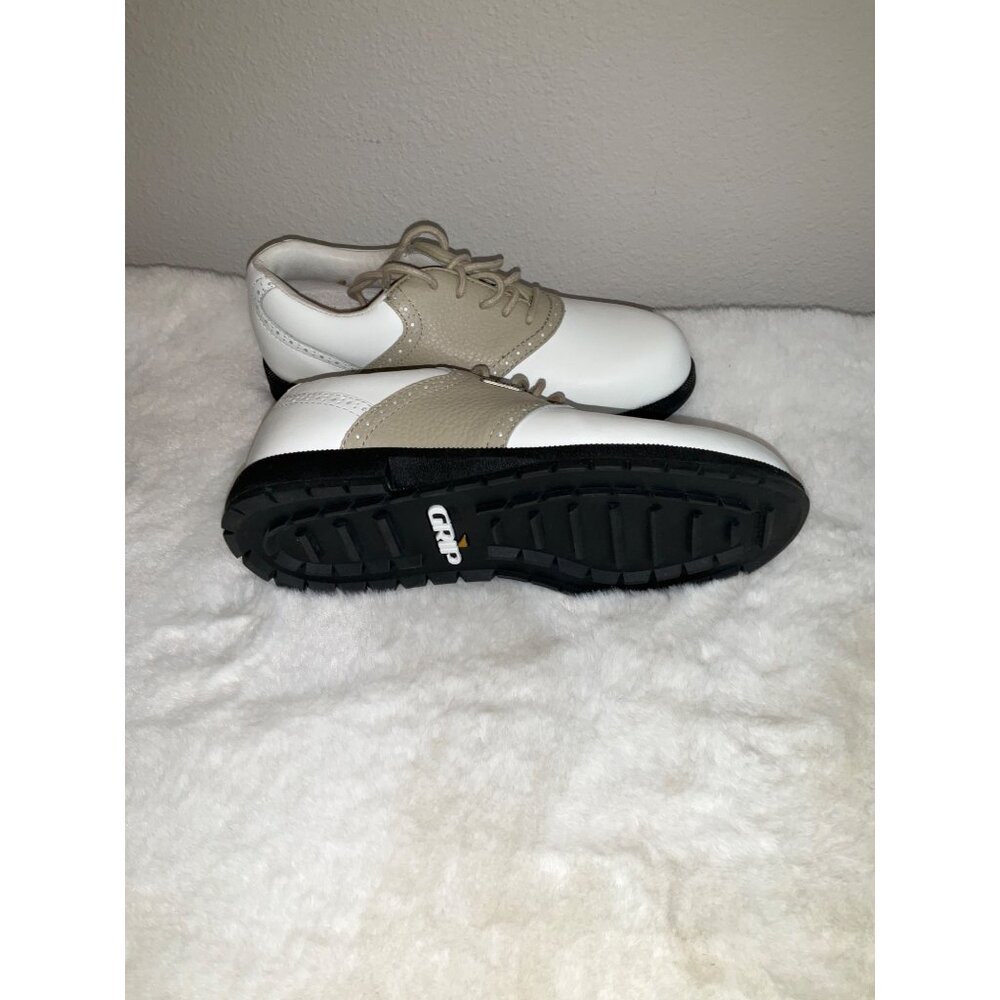 GRIP GT Classic Women's Golf Shoes NEW size 6 White & Tan - Picture 6 of 9